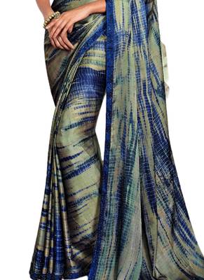 Grey  plain crepe saree with blouse 3