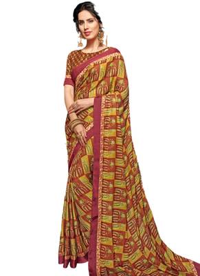 Multicolor printed dupion silk saree with blouse 1