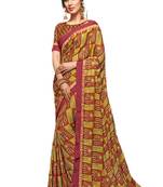 Multicolor printed dupion silk saree with blouse