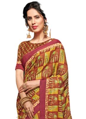Multicolor printed dupion silk saree with blouse 2