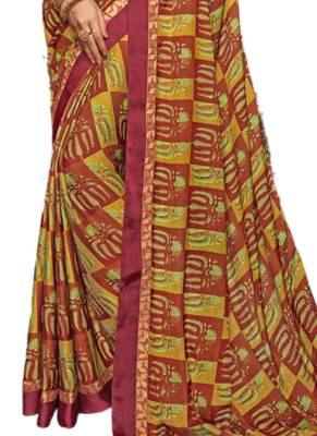Multicolor printed dupion silk saree with blouse 3