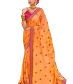 Yellow printed georgette saree with blouse