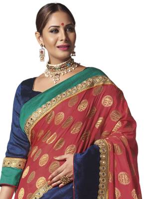 Maroon printed dupion silk saree with blouse 2