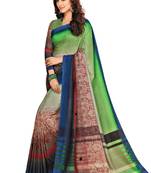 Multicolor printed dupion silk saree with blouse