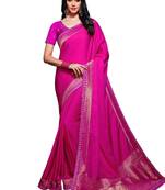 Magenta printed art silk saree with blouse