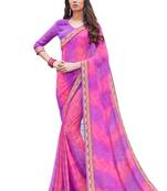 Purple printed georgette saree with blouse