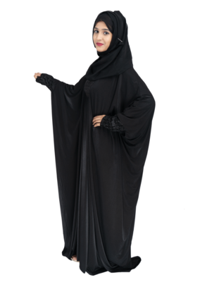 Black plain polyester abaya 3
