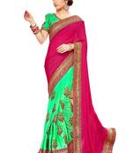 Multicolor embroidered crepe saree with blouse