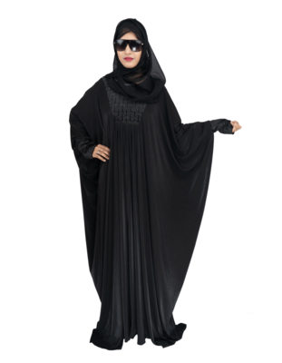 Black plain polyester abaya 4