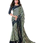 Multicolor printed satin saree with blouse