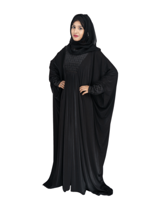 Black plain polyester abaya 5