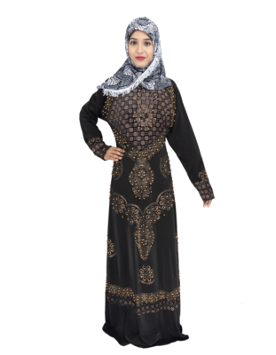 Black brasso polyester abaya 1