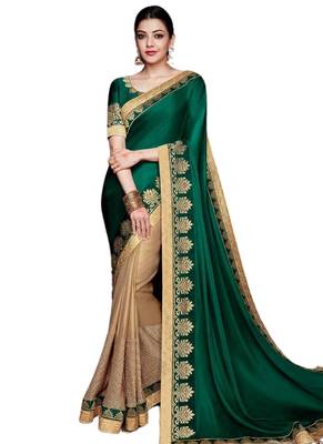 Multicolor embroidered raw silk saree with blouse 1