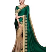 Multicolor embroidered raw silk saree with blouse
