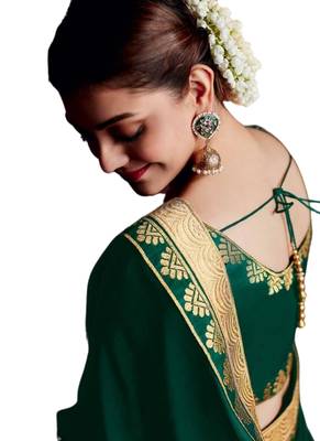 Multicolor embroidered raw silk saree with blouse 2