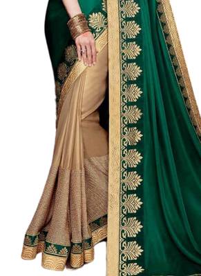 Multicolor embroidered raw silk saree with blouse 3