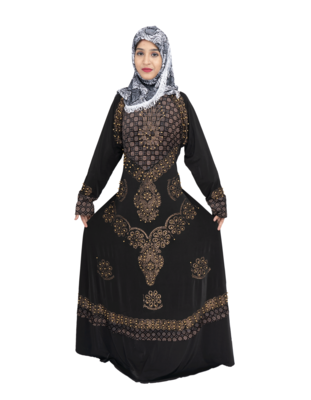 Black brasso polyester abaya 4