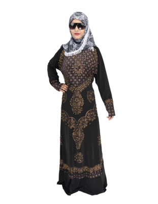 Black brasso polyester abaya 5