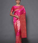 Glemora Pink Beautiful Ethnic Wear Silk Blend  Traditional Saree