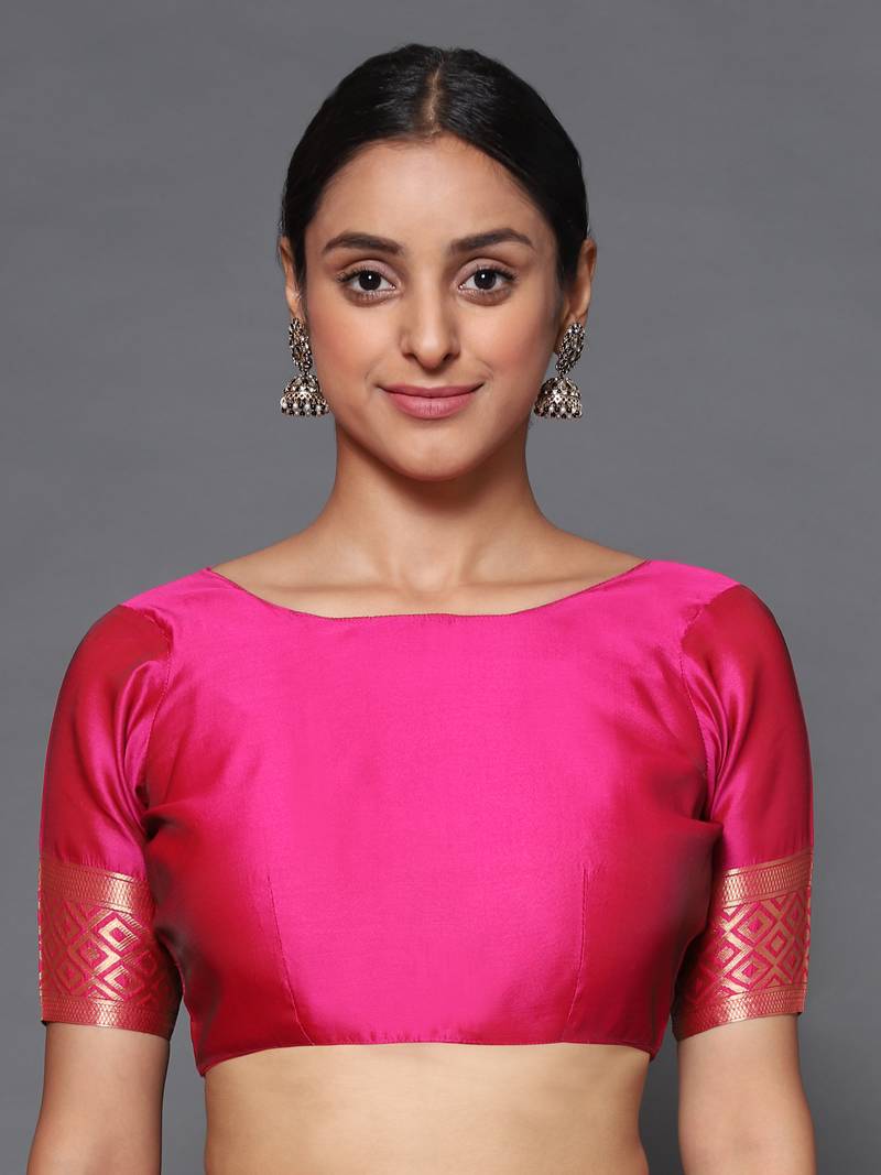 Glemora Pink Beautiful Ethnic Wear Silk Blend  Traditional Saree