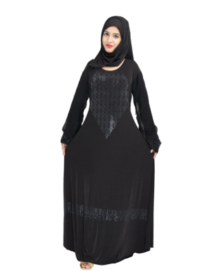 Black brasso polyester abaya 1