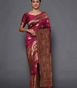 Glemora Wine Beautiful Ethnic Wear Silk Blend  Traditional Saree