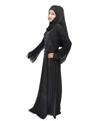 Black brasso polyester abaya 6