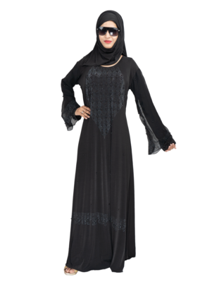 Black brasso polyester abaya 9