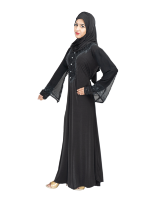 Black brasso polyester abaya 6