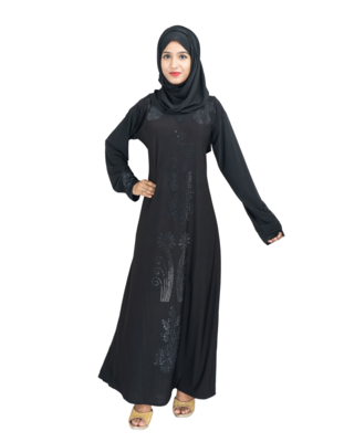Black brasso polyester abaya 1