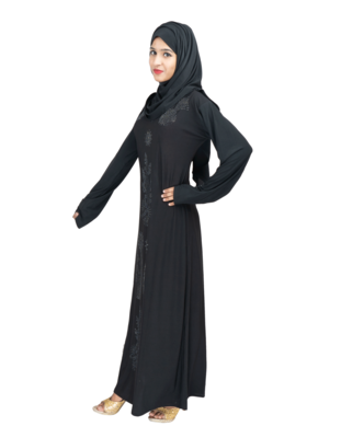 Black brasso polyester abaya 6