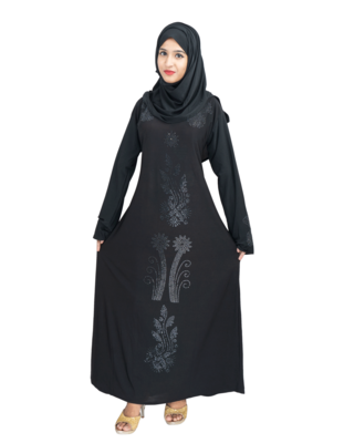 Black brasso polyester abaya 7