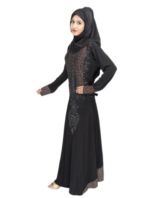 Black brasso polyester abaya 5