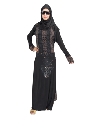 Black brasso polyester abaya 9