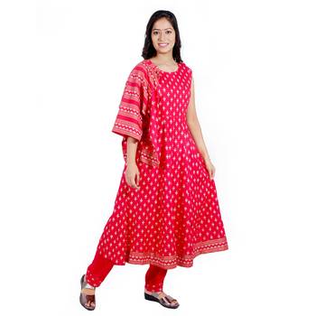 Women's Rayon Printed Lily Gown With Ethnic Jacket Set 5