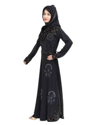 Black brasso polyester abaya 4