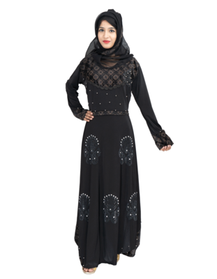 Black brasso polyester abaya 6