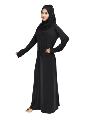 Black brasso polyester abaya 4