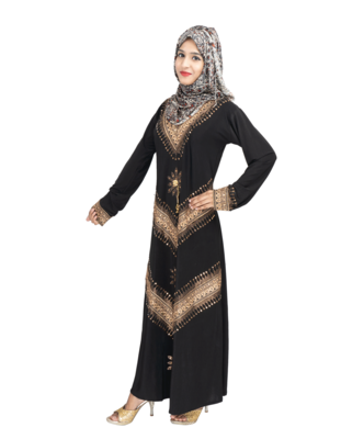 Black brasso polyester abaya 7