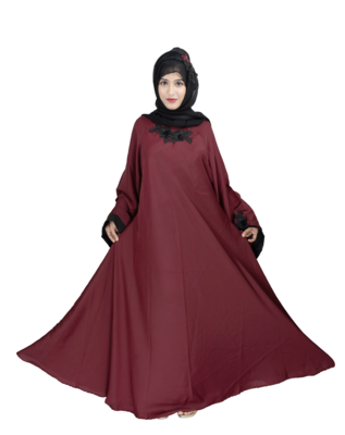 Maroon plain art silk abaya 2