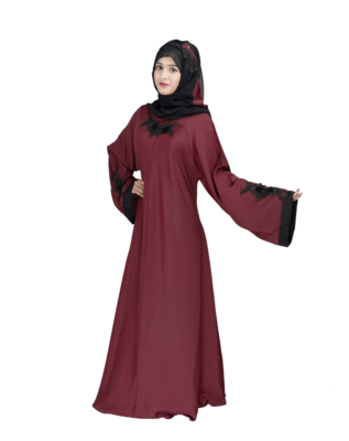 Maroon plain art silk abaya 4