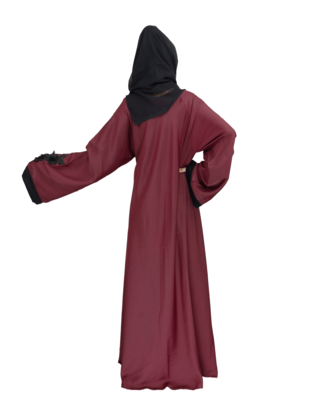 Maroon plain art silk abaya 5