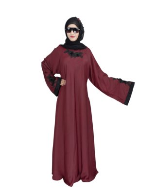 Maroon plain art silk abaya 8