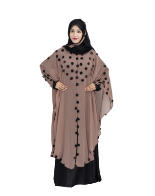 Beige plain art silk abaya 1
