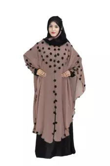 Beige plain art silk abaya