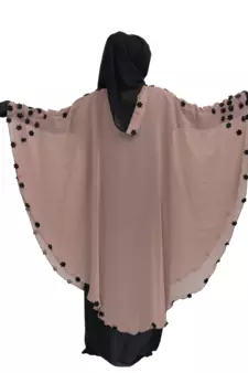 Beige plain art silk abaya