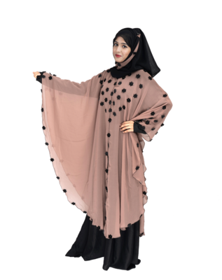 Beige plain art silk abaya 4