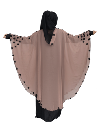 Beige plain art silk abaya 5