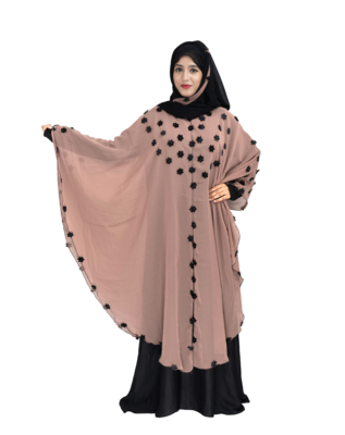 Beige plain art silk abaya 6