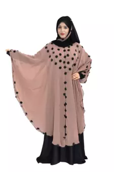 Beige plain art silk abaya
